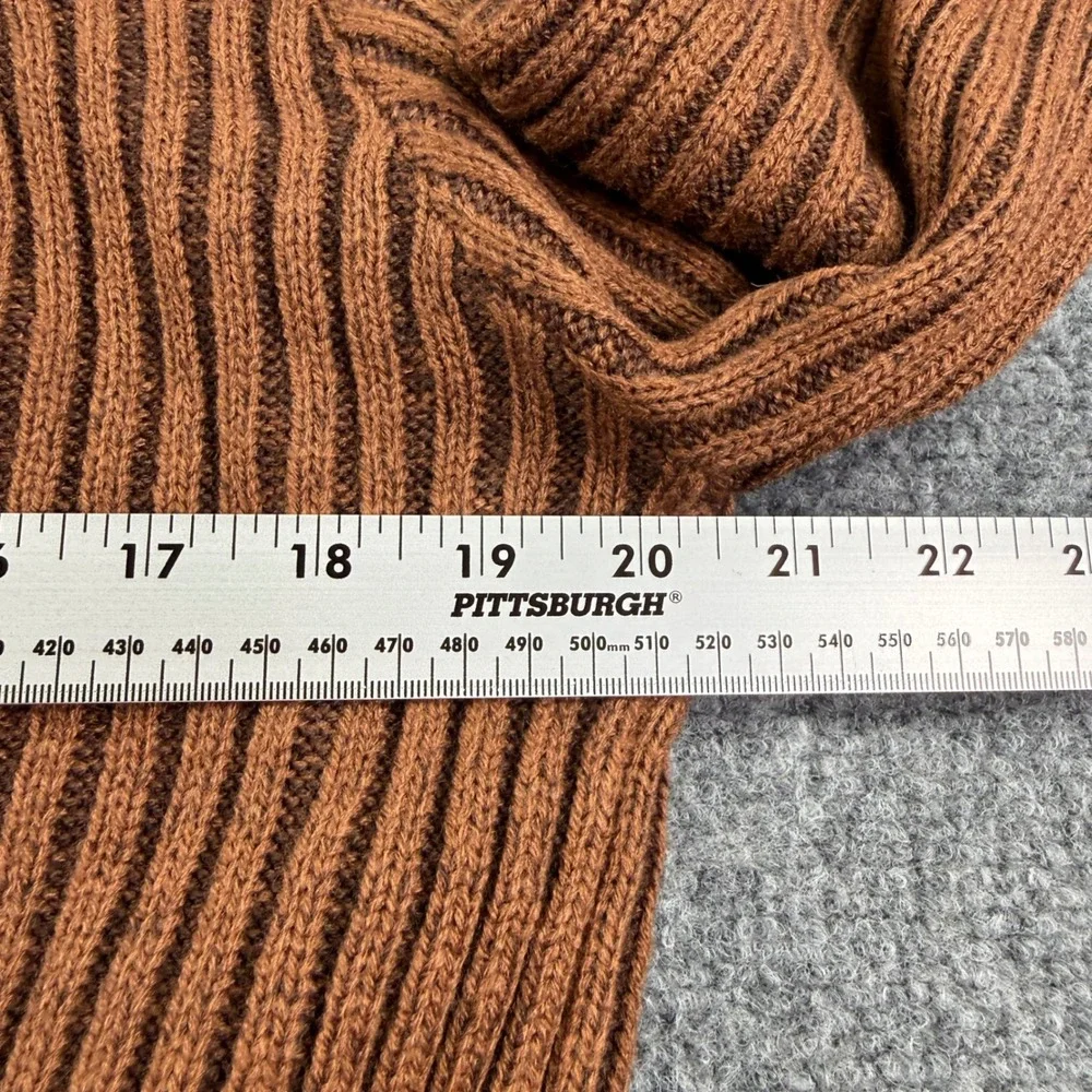 Darker Waves Sweater Medium Brown Cutout Ribbed Knit Mock Neck Crop Top Women's